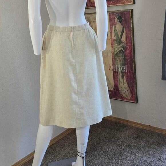 Vintage 80s Cream Soft Canvas 2 Piece Skirt and Blazer Set by Dimension V - Picture 4 of 8